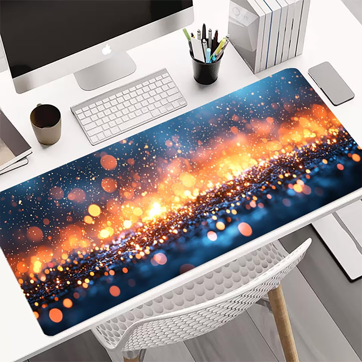Lpfieonn Modern Schreibtischunterlage XXL, Landschaft Schreibtischunterlagen Großes, Gaming Mousepad XXL mit ernähter Rand und Rutschfeste Gummibasis, Desk Mat für PC/Laptop/Mausa 120x60cm PF-2474