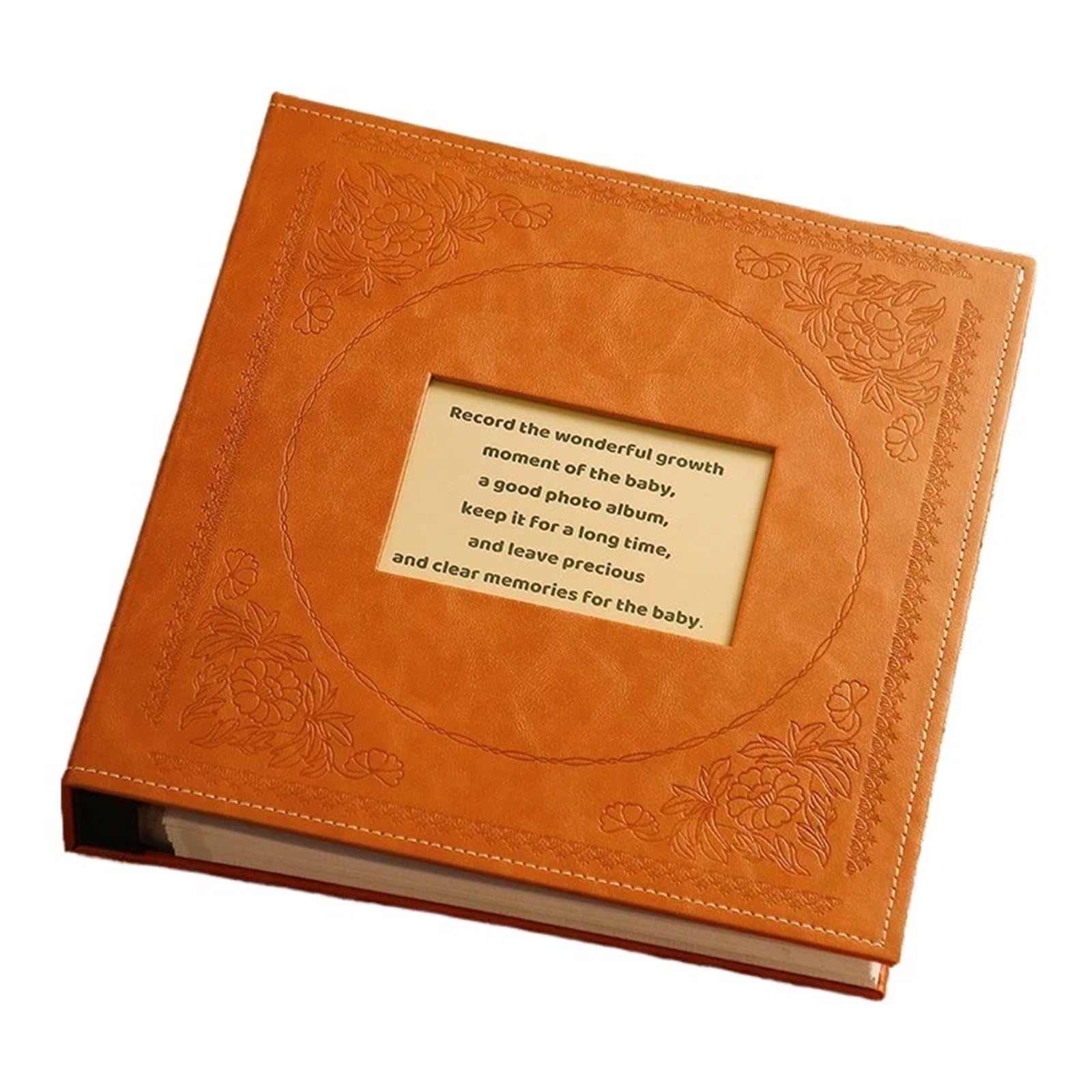 800 Pictures Pockets 5 Inch Photo Album Interstitial Photos Book Case Memory Leather Covers Family Wedding Gift For Wedding(Orange)