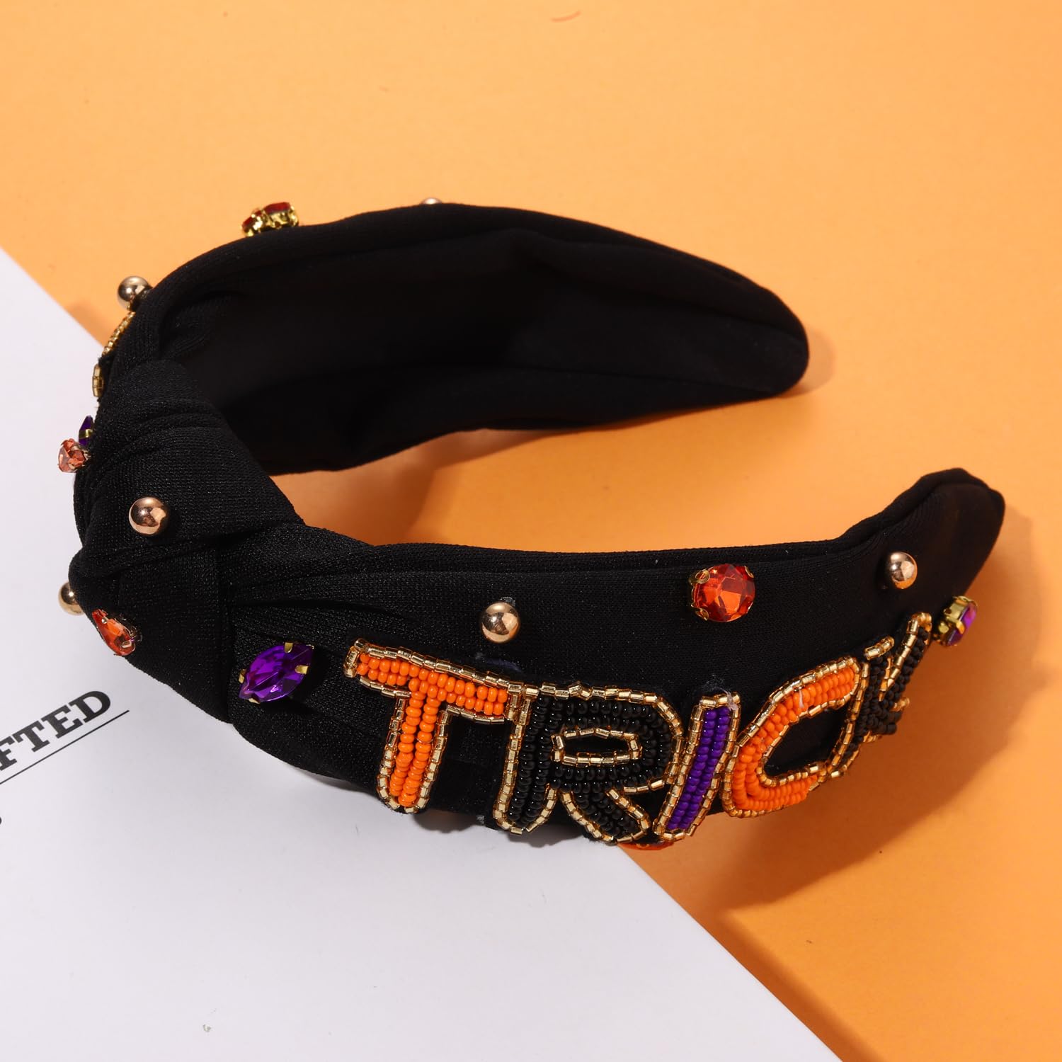 Fabulous Halloween  Theme Embellished Knotted Headband Amazon.com : CEALXHENY Halloween Headband for Women, Beaded  main image 3