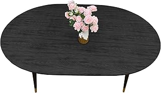 LIBERECOO Oval Fitted Vinyl Tablecloth - Black Wood - Fits 48 x 68 Inch Oval Table - Waterproof, Elastic Edged for Secure Fit, Easy to Clean Plastic Table Cover