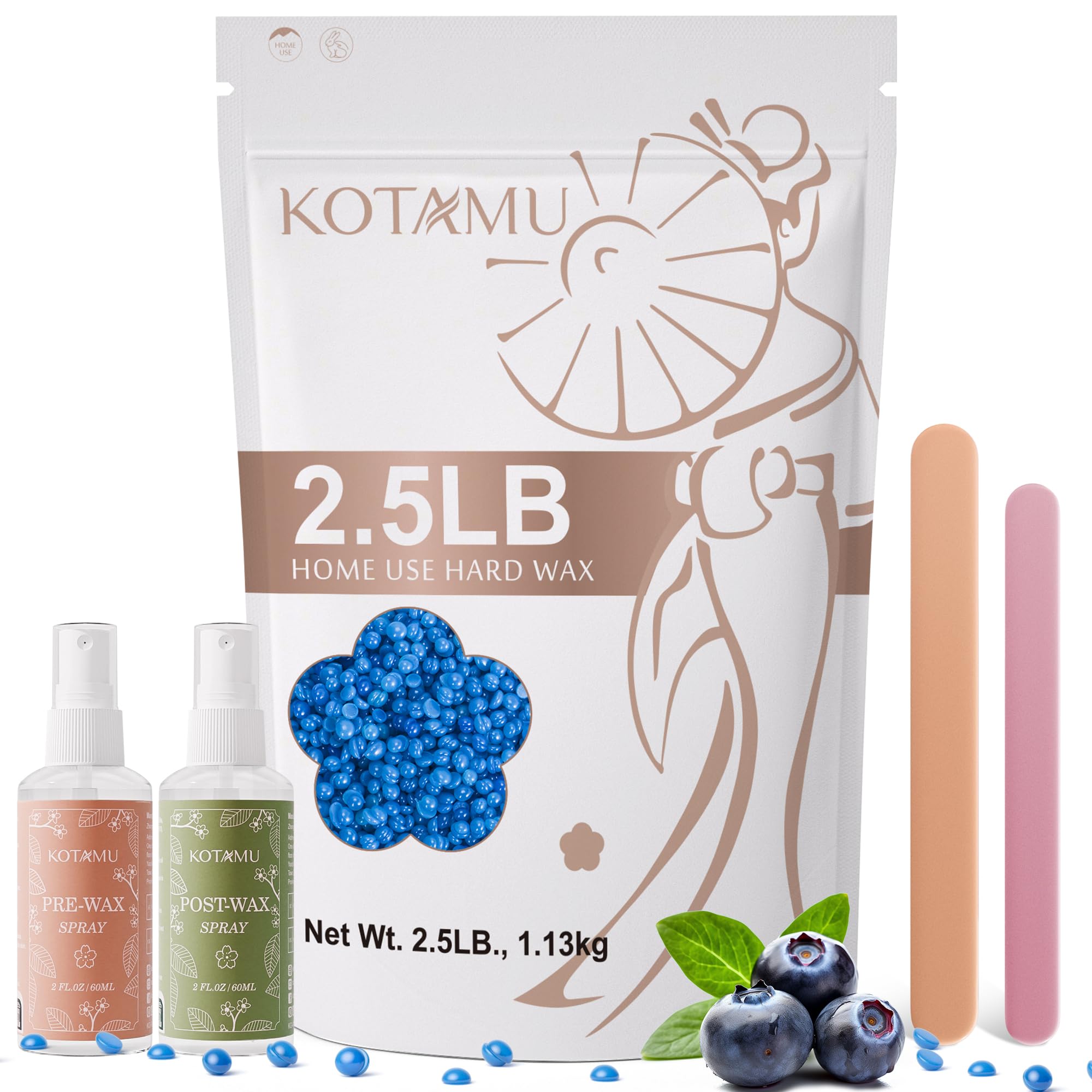 KOTAMU Wax Beads 2.5 lb Hard Wax for Bikini Brazilian Sensitive Skin Facial