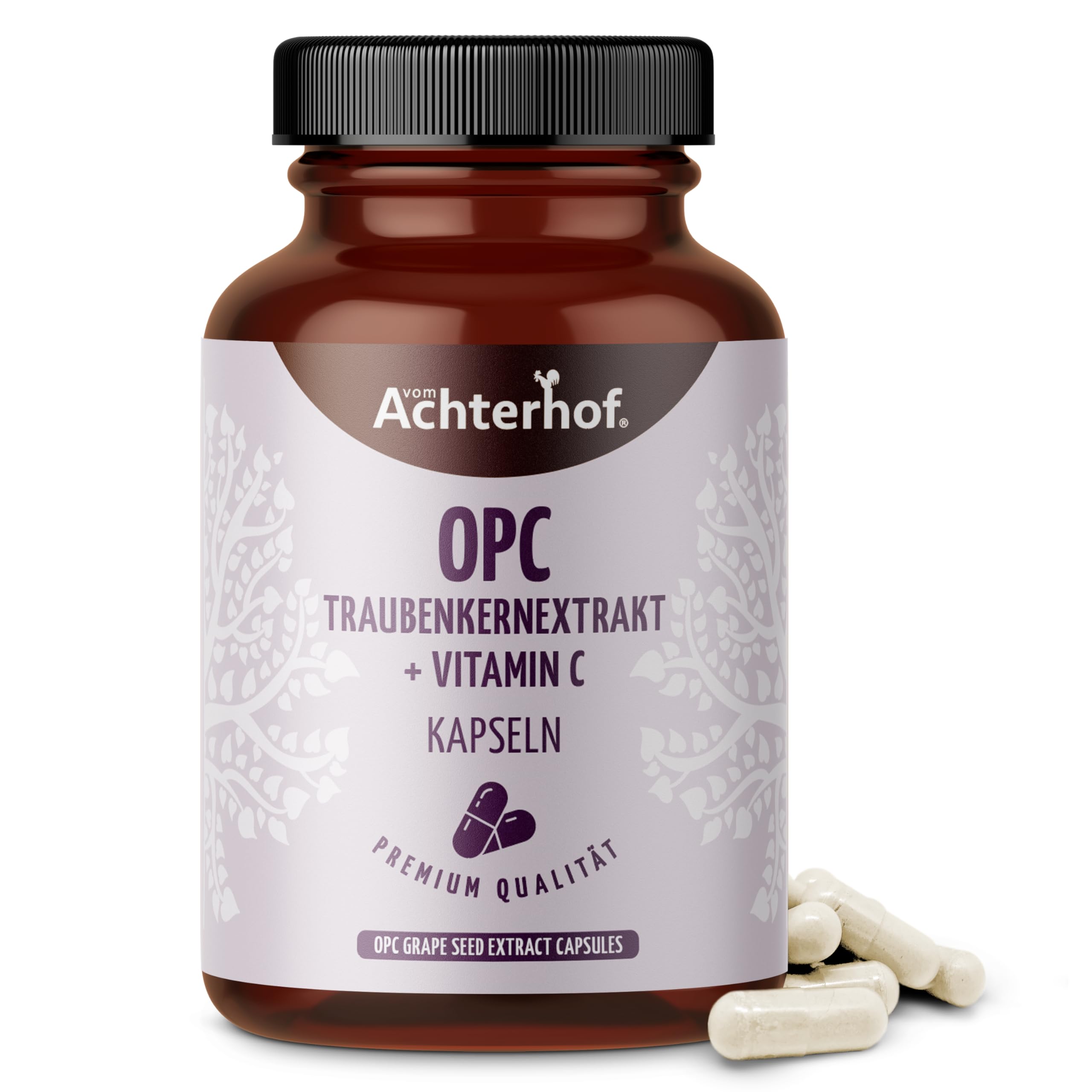 OPC Traubenkernextrakt 200 Kapseln | 584mg Traubenkernextrakt pro Kapsel davon 350mg OPC | Hochdosiert und kaltgepresst | frei von künstlichen Zusätzen | vom Achterhof