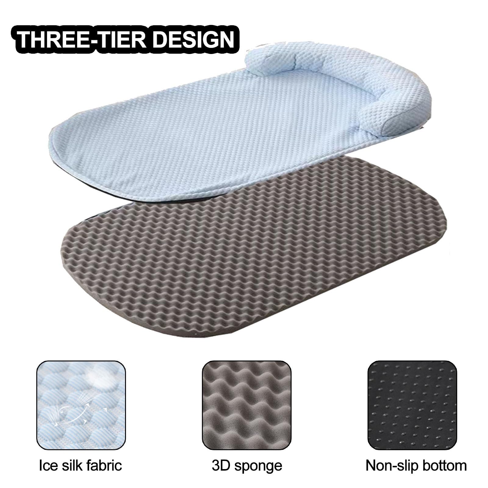 Manta Refrescante Perro con Almohada, Extraíble for Limpieza, Base Antideslizante(Green,80x60cm)