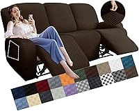 Vista 34 de YEMYHOM Funda elástica de 4 piezas para silla reclinable de jacquard con bolsillo lateral, antideslizante, ajustable, protector de muebles con parte