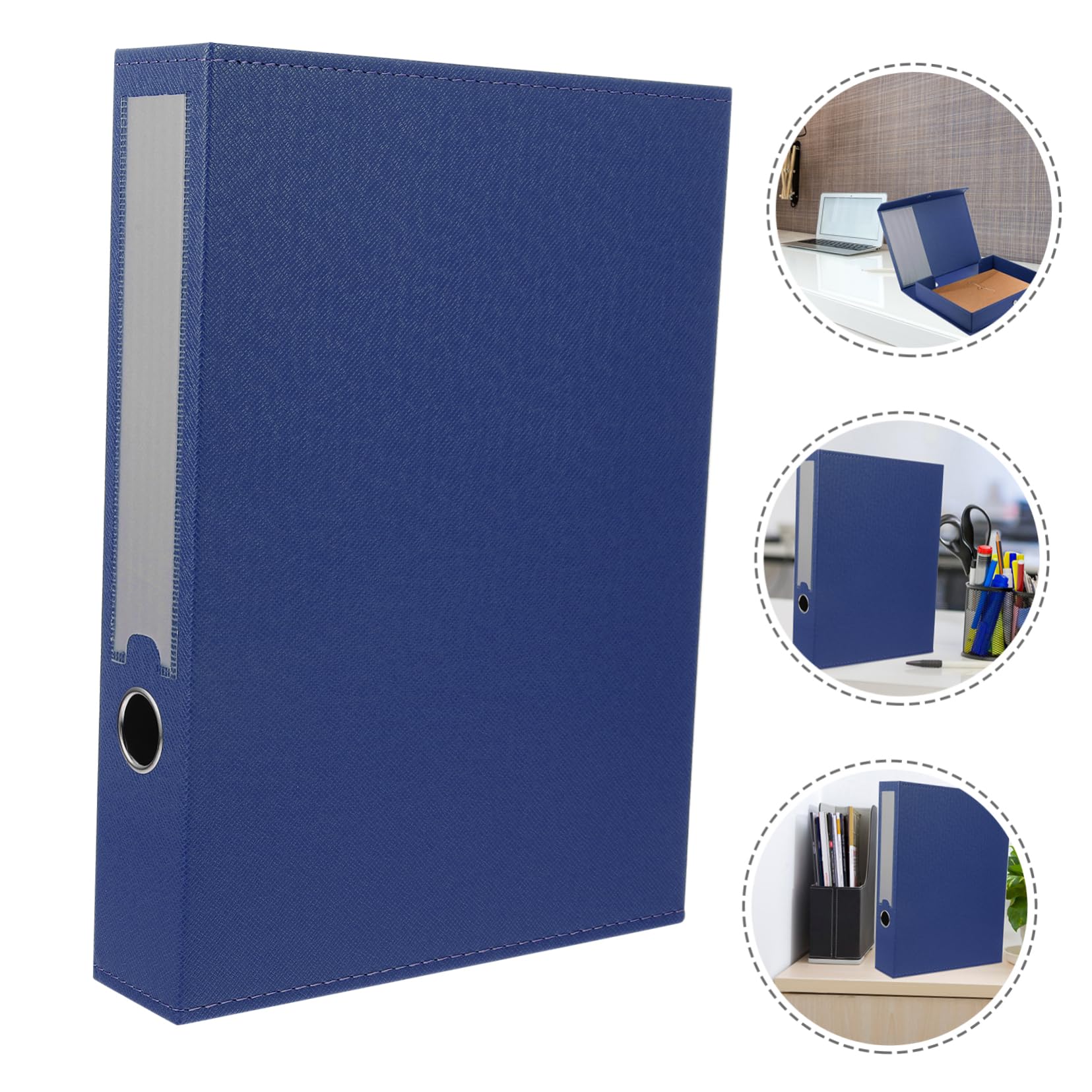 MAGICLULU Caja Archivadora A4 de Cuero PU Azul para Oficina y Estudio