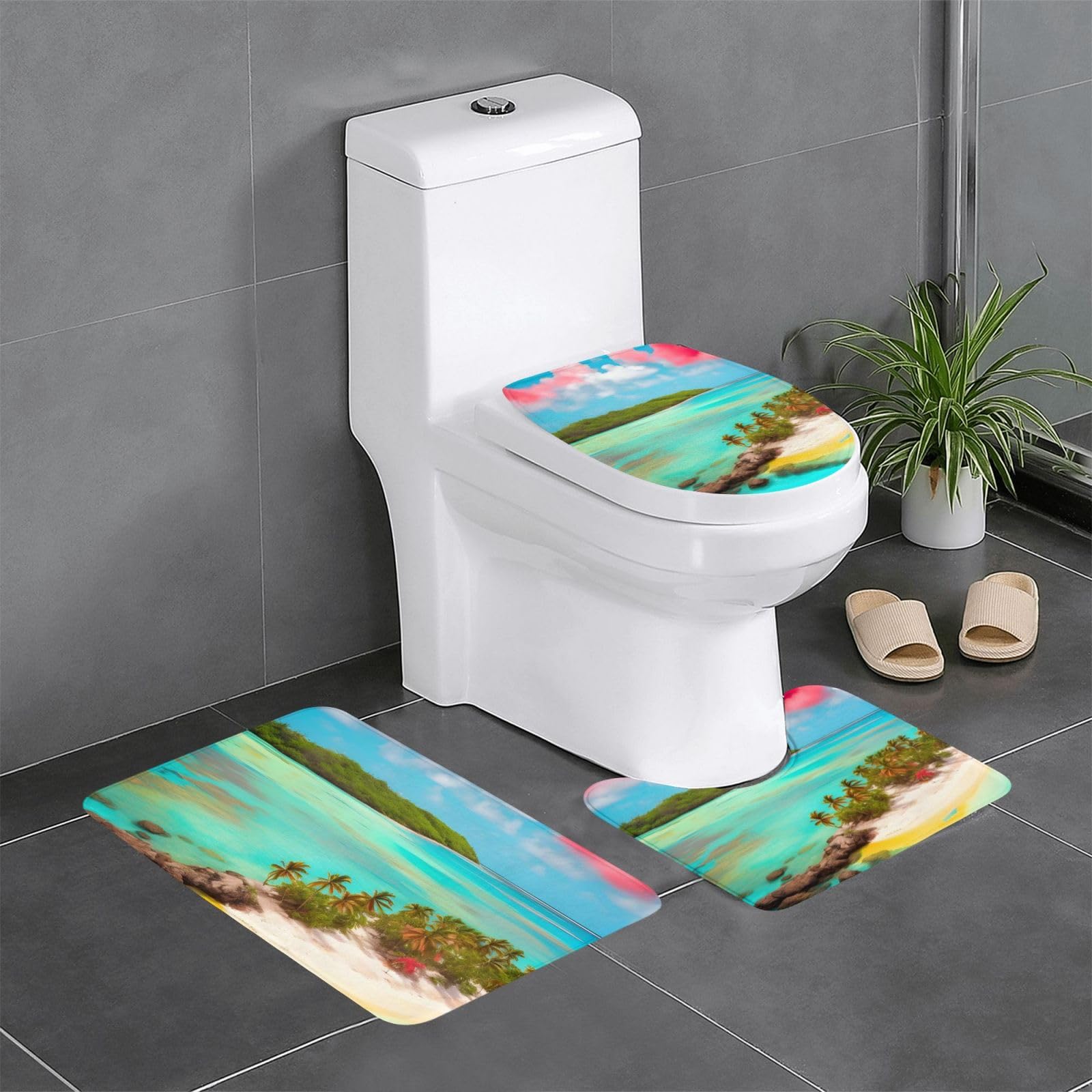 Tapis de salle de bain Caraïbes lot de 3 pour évader votre routine