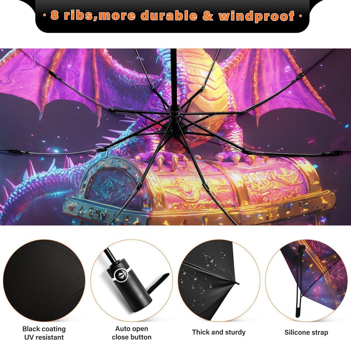 ALAZA Folding Umbrella Inverted Umbrella Automatic Open Close Compact Umbrella Portable Large for Rain Sun UV Protection Windproof