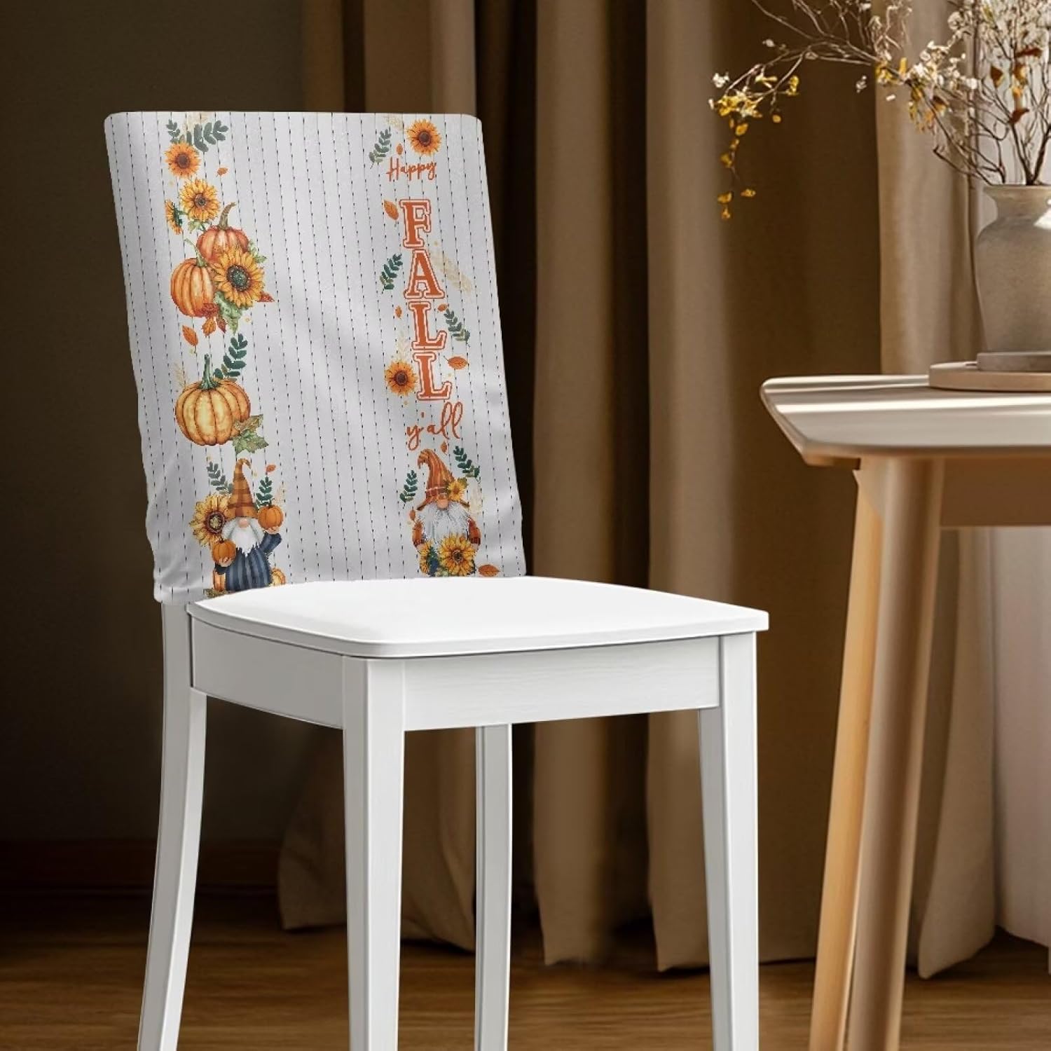 Pumpkin Print for Table Decorating Fall Cover for Chair Back Stretchable Dining Chair Cover Waterproof Chair Back Covers for Dining Chairs Stretchable Dining Chair Cover 4 Pack