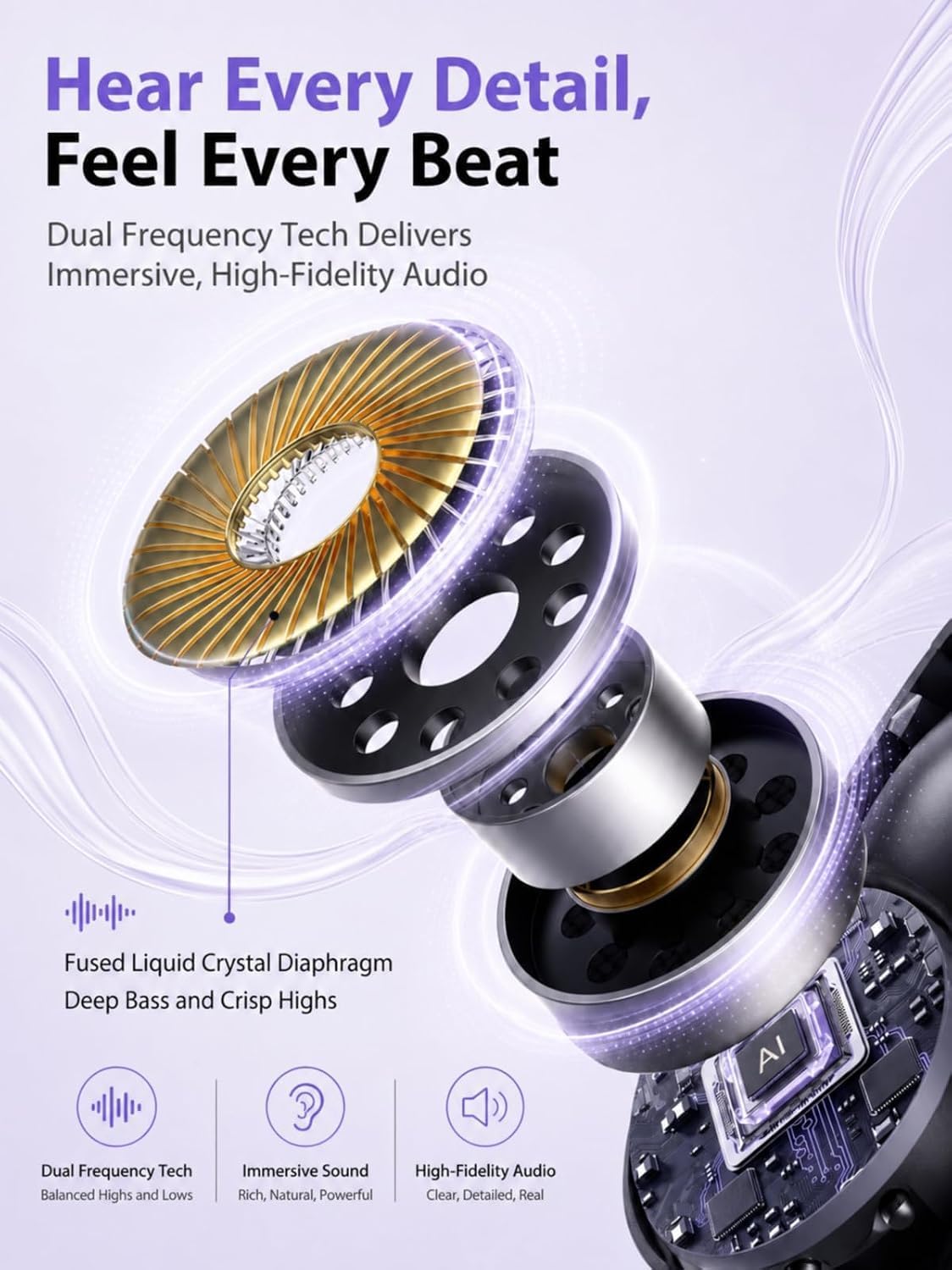 Boytond Ultra Open Ear Earbuds - Clip on Earbuds, Open Ear Headphones with Small Lightweight Bone Conduction Design, Comfortable Fit for Running, Gym Workouts and Sports, Crystal Purple 6 71LTgoiAIvL. AC SL1500