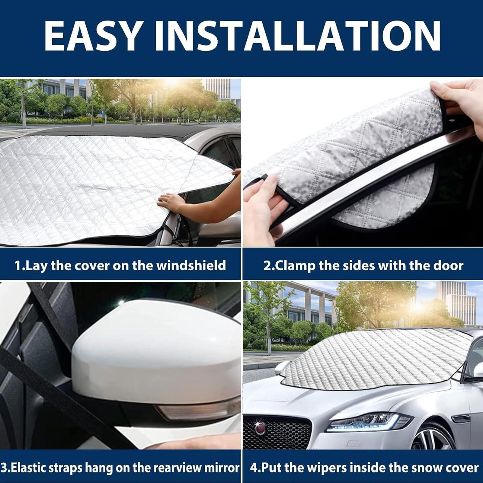 Copri Parabrezza Auto 185x110cm - Con Magneti, Per Gelo, Sole E Neve, Pieghevole - Foto 12