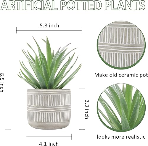 Miniatura 4 de Der Rose Paquete de plantas suculentas falsas y 2 paquetes de plantas falsas para decoración de mesa, escritorio, hogar, baño, oficina