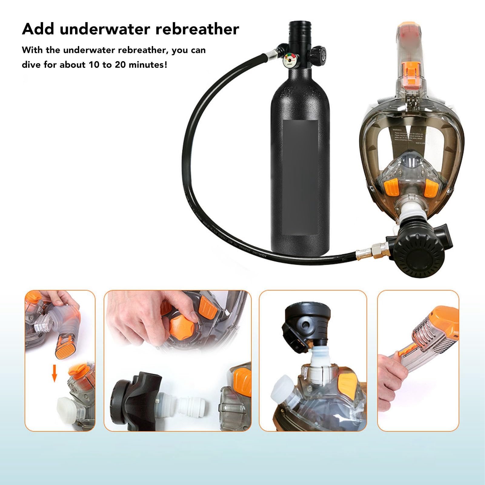 Gafas de Snorkel de Cara Completa, Gafas de Snorkel Antivaho de Silicona para PC, de Buceo con Tubo de Respiración Plegable y Soporte para Cámara, Ideales para Exploración Submarina