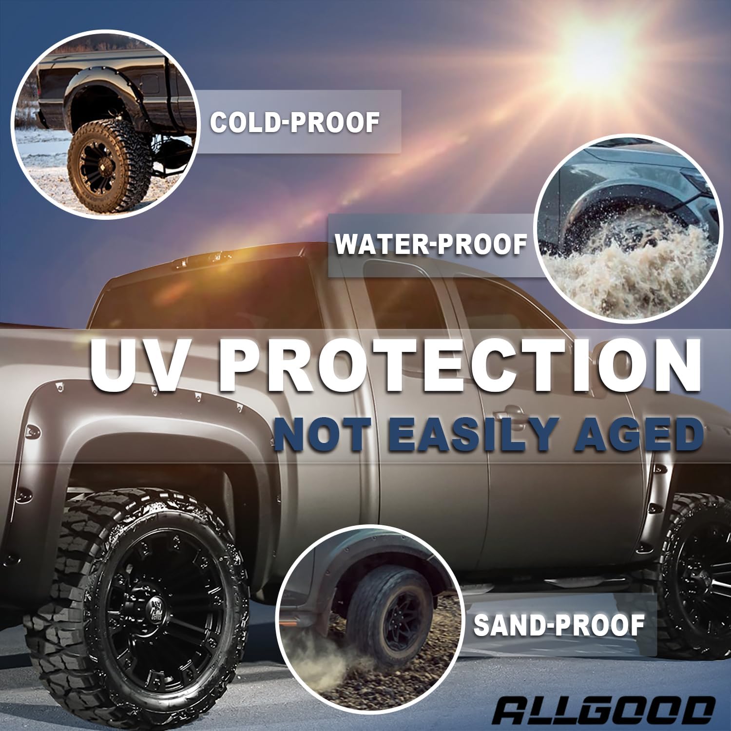 ALLGOOD Fender Flares Compatible with Jeep Wrangler TJ 1997-2006/Fit Wrangler LJ 2004-2006/Not fit sport sport utility models 6'' Wide Smooth Pocket Extended Style Wheel Protector Cover 4pcs