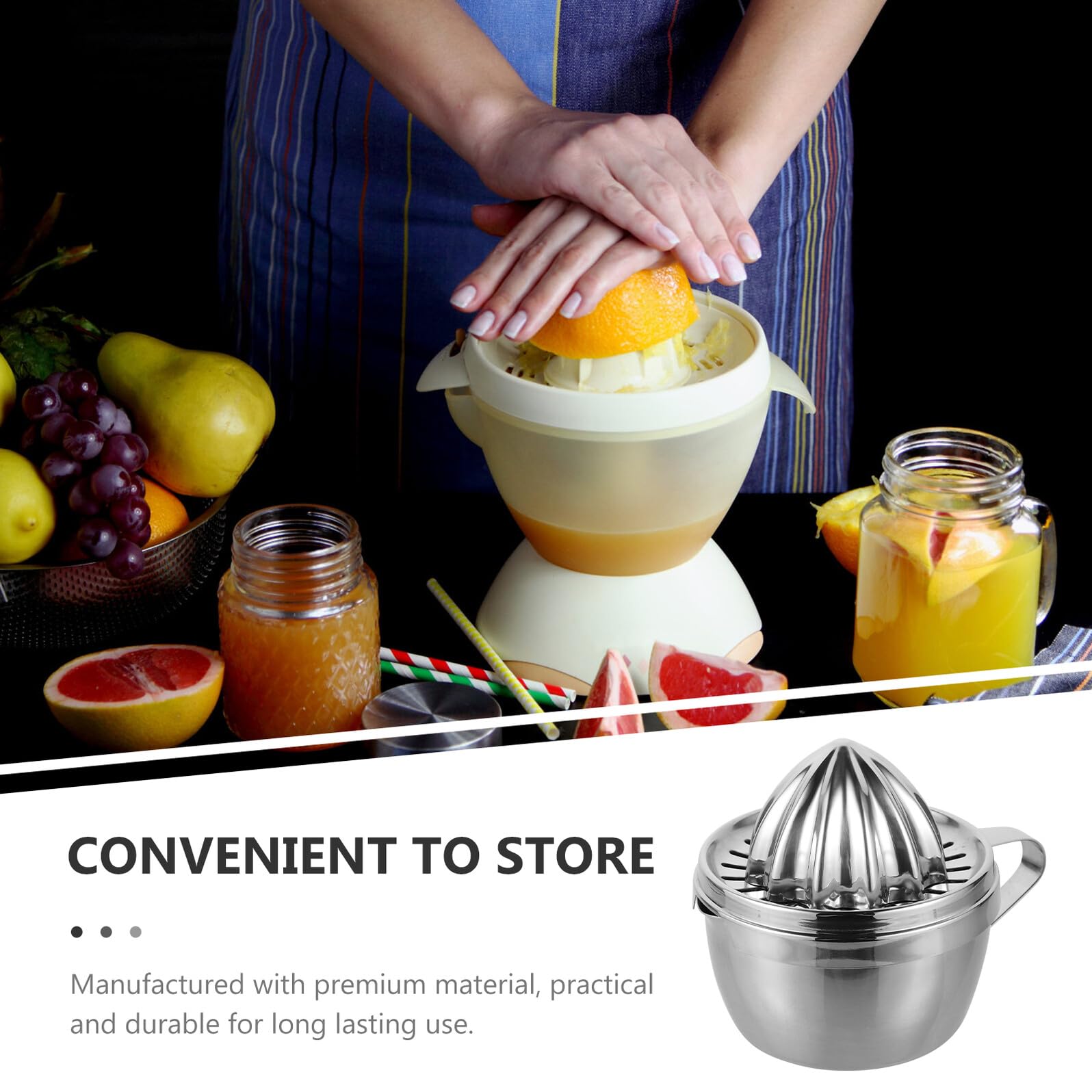 VILLCASE Spremiagrumi Manuale in Acciaio Inox Impugnatura Comoda e Resistente, per Casa e Negozi di Tè, Spremiagrumi Portatile per Agrumi