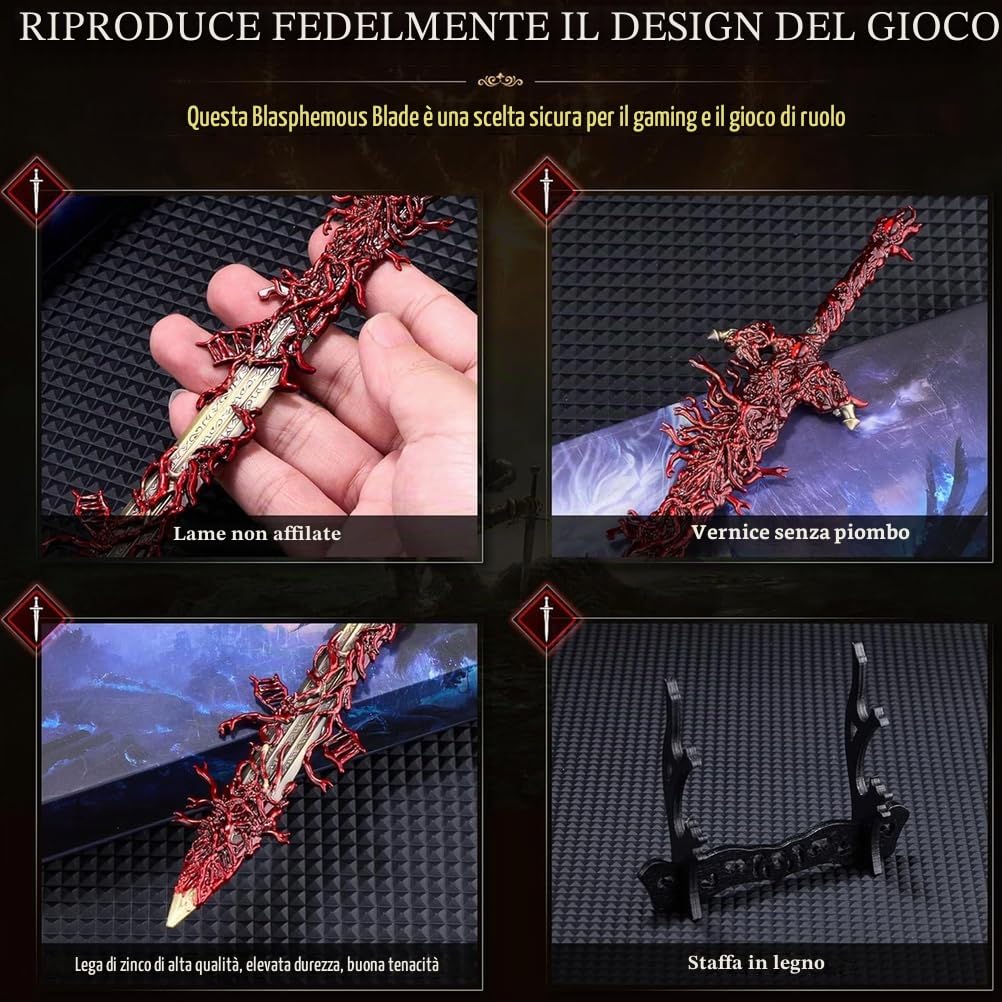 Modello di Lama Blasfema di Elden Rings da 11,8 po,Modelli da Collezione di Oggetti di Scena per Videogiochi,Espositore Squisito per Collezionisti di Videogiochi,Regalo Peri Fan di Nightreign