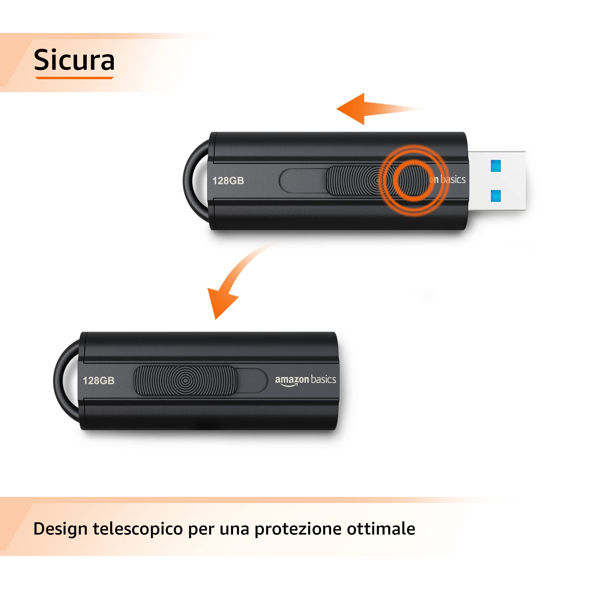 Amazon Basics Chiavetta USB 3.1 128 GB Nero