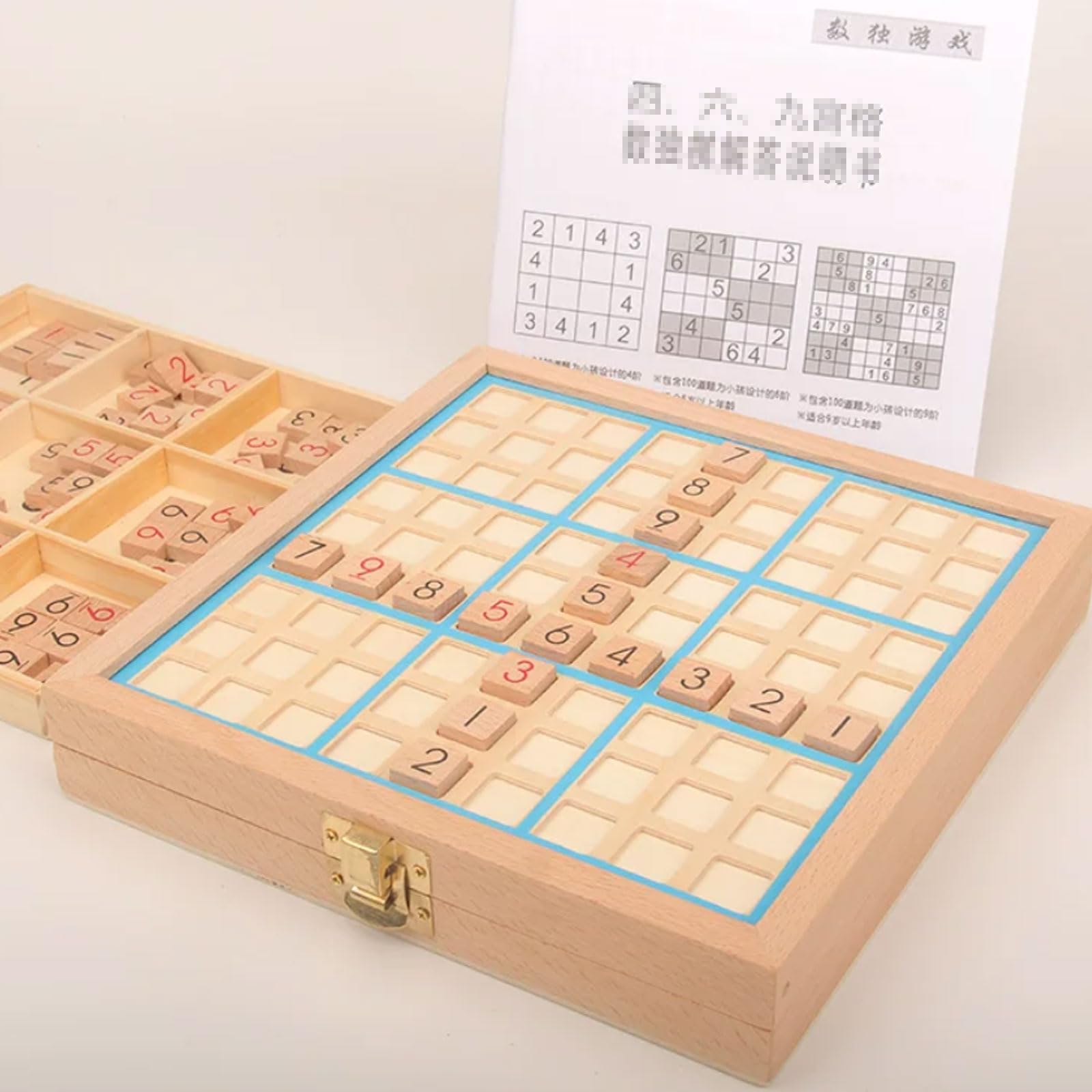 Rompecabezas Sudoku Madera Montessori 4 en 1 con Caja Almacenamiento | Juego de Mesa Sudoku, 4/6/9 Cuadrículas Juego de Lógica de Números, Juguete Educativo para Aprendizaje de Matemáticas