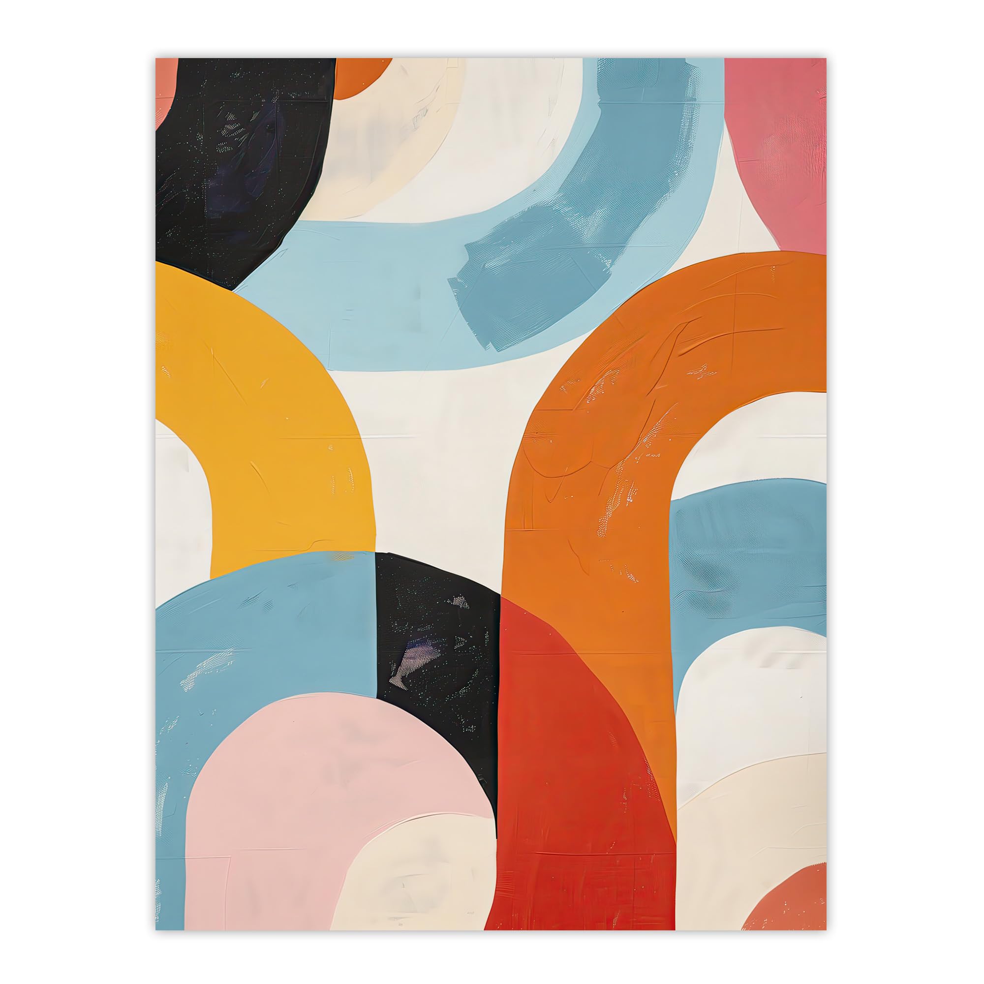 Artery8 Abstract Rainbow Mid Century Modern Oil Painting Living Room Large Wall Art Poster Print Thick Paper 18X24 Inch