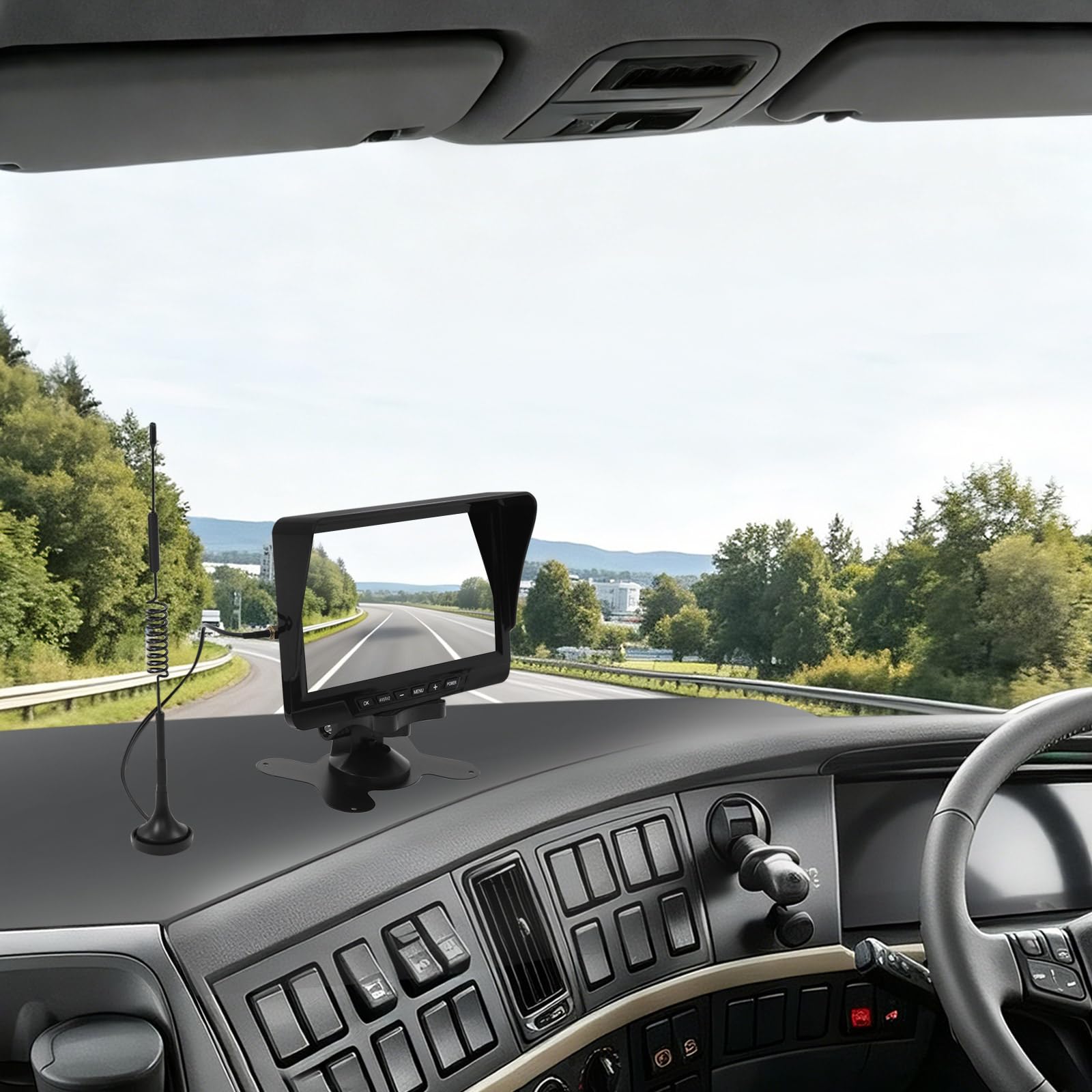 Telecamera posteriore a energia solare, 2 megapixel, regolabile a 360° | Tasso di trasmissione: C10, 9600 mAh, telecamere di retromarcia con display HD da 7" per camion, roulotte, camion, camper