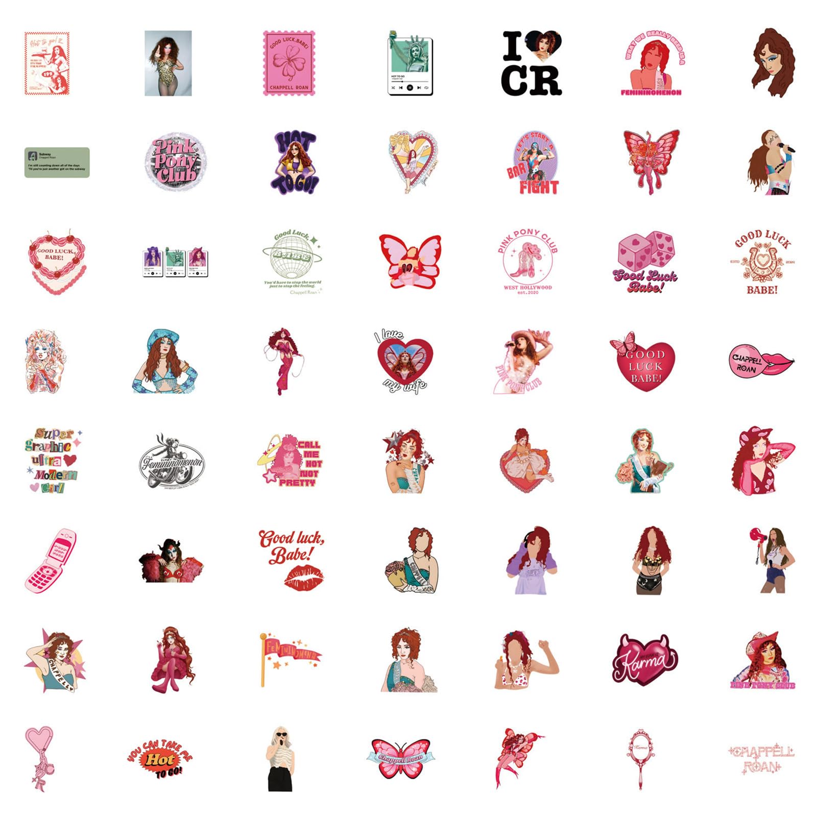 BDSHUNBF 100 Pack Chappell Pop Singer Decals, Waterproof Music Stickers for Water Bottles Book, Skateboard, Laptop, Guitar, Suitcase - Image 3