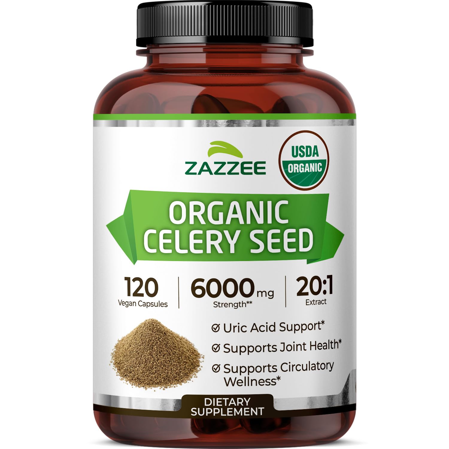 Zazzee USDA Organic Celery Seed 20:1 Extract