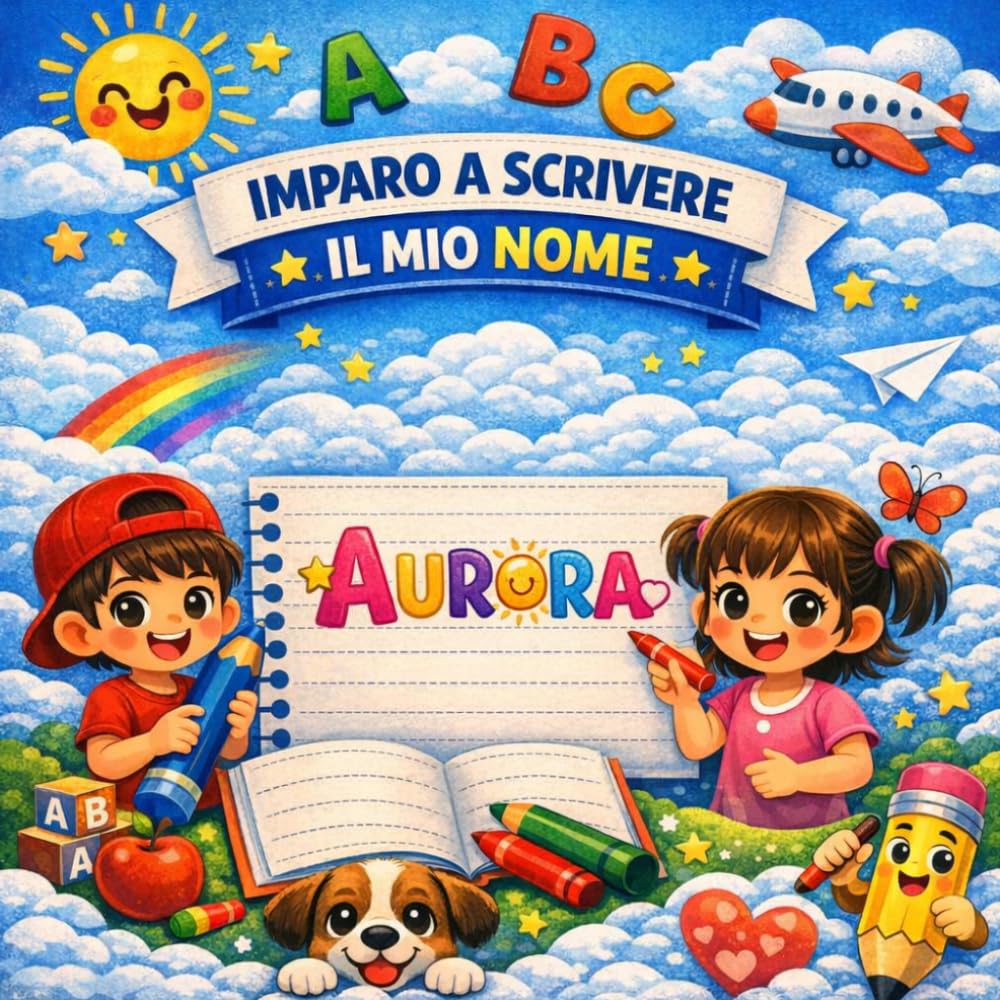 Aurora — Il mio libro per imparare a scrivere il mio nome: Pregrafismo e scrittura per bambini 3-6 anni | Traccia le lettere del tuo nome | Regalo personalizzato