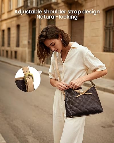 Miniatura 3 de LOVEVOOK - Carteras para mujer, bolsos de mano de cuero suave estilo hobo, bolso bandolera acolchado, bolso de diseñador tipo bucket
