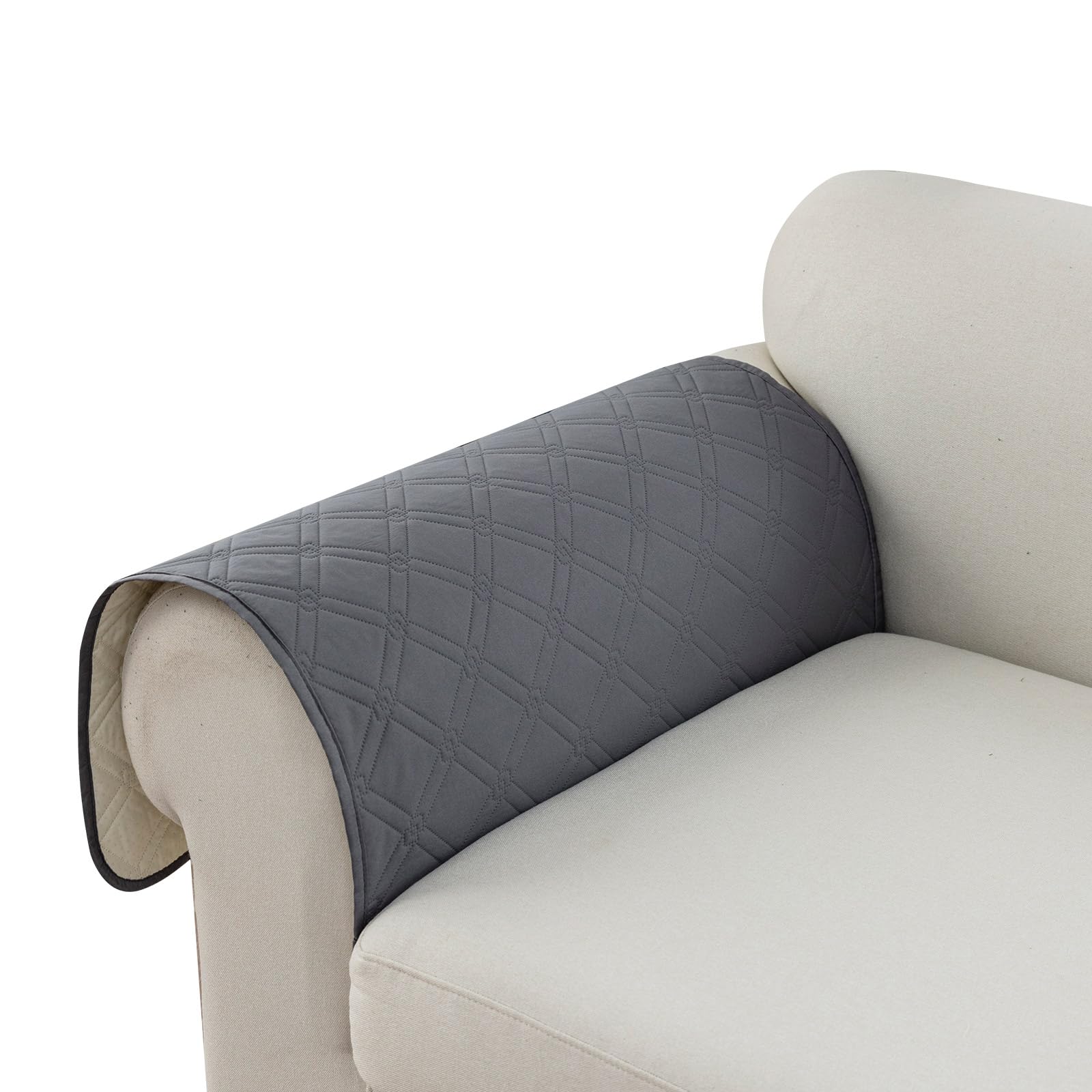 Genina Sofa Armrest Cover, Anti-Slip Armchair Slipcovers for Dogs Cats Pet, Water Resistant Couch Arm Cover for Backrest Recliner Loveseat, L Shaped Sofa, 23.6 x 27.5 Inches（2 Pieces）