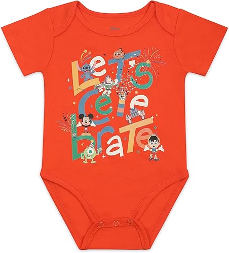 Vista 5 de Disney Mickey Mouse - Paquete de 3 mamelucos para recién nacidos y bebés, color azul, naranja y gris