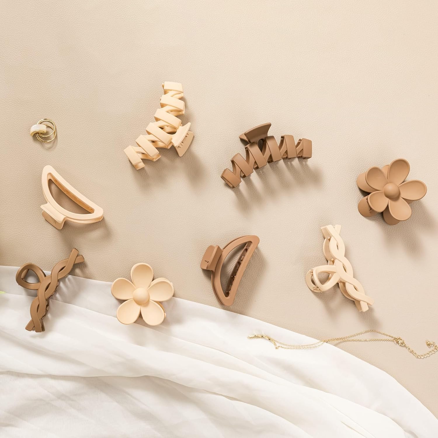 APOLLINE INDIA® 8PCS Matte Hair Claw Clips for Women Girls Hair Clips for Thick/Thin Hair – Non-Slip Pastel Aesthetic Claw Clips for Everyday Use & Styling Assorted Colour and Design 3
