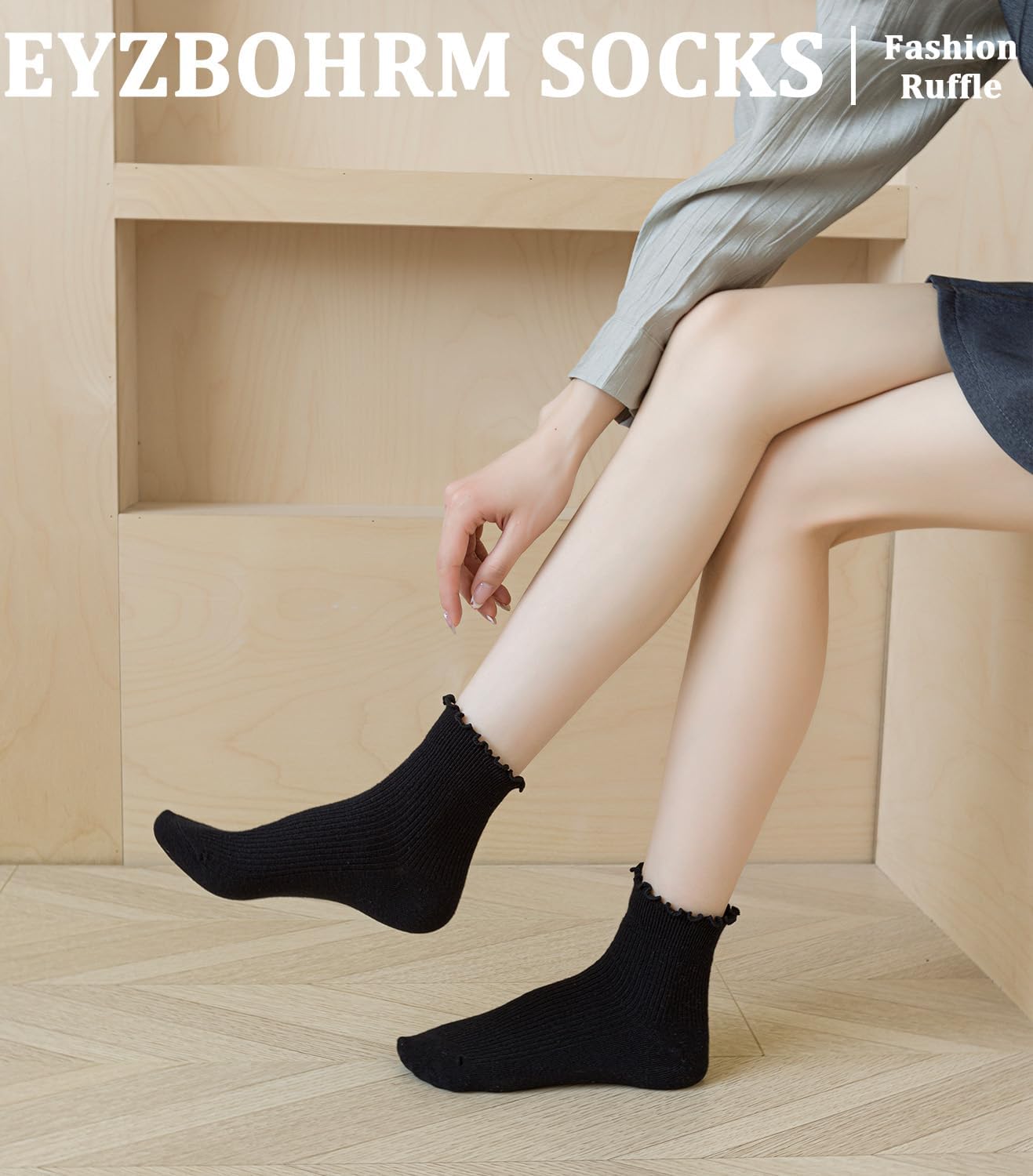 Ruffle Socks Women White Ankle Socks Woman Girls Cute Cotton White Frilly Sock Size 9-11, 6 Pairs - Image 5