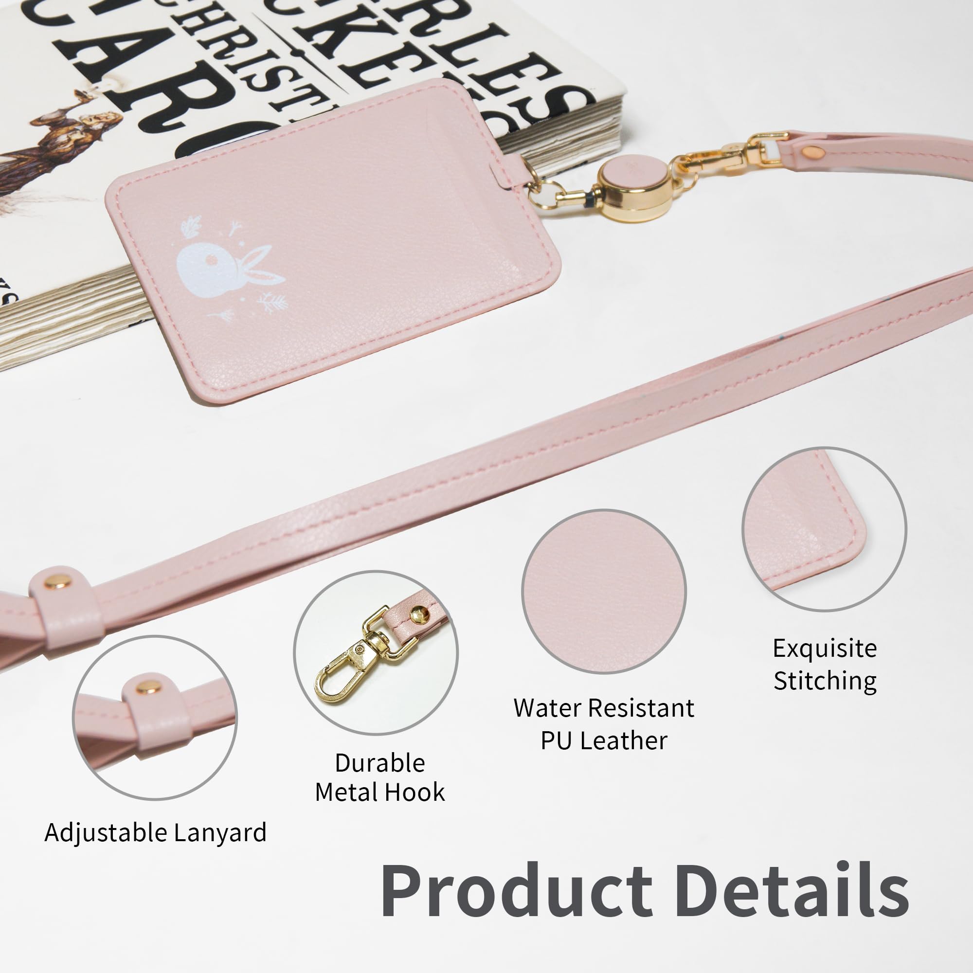 EKAX Double-Sided ID Badge Holder with Lanyard & Retractable Reel, ID Card Holder for Office Bus Pass, Teacher, Nurse - Image 4
