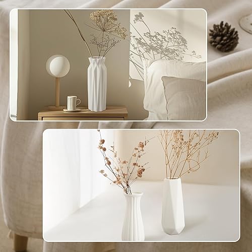 Miniatura 3 de Ruckae Juego de 3 jarrones de cerámica mate de 8 pulgadas, jarrones de flores vintage sin esmaltar para bodas, cenas, fiestas, centros de mesa de