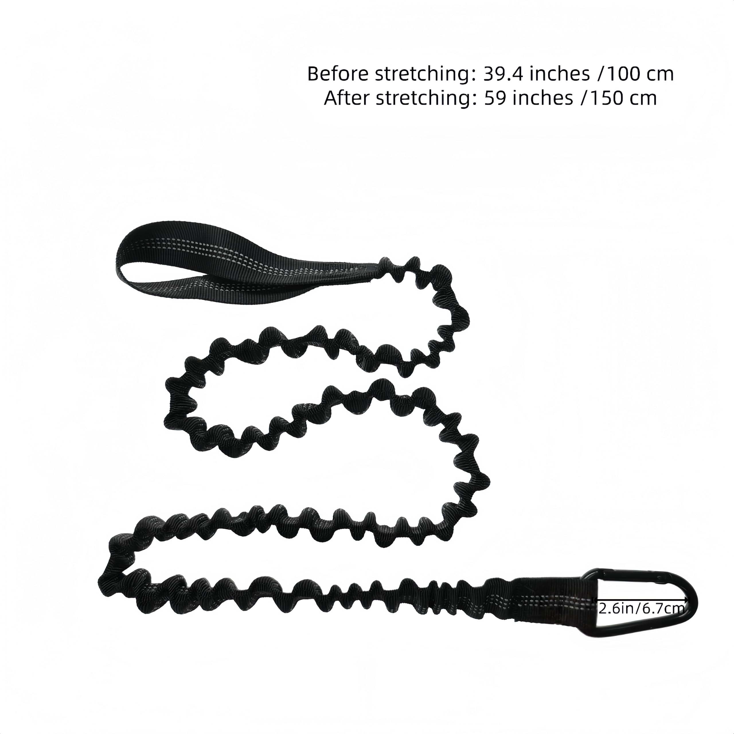 Guinzaglio di sicurezza per kayak 2 pezzi 1,5 m elastico con moschettone nero