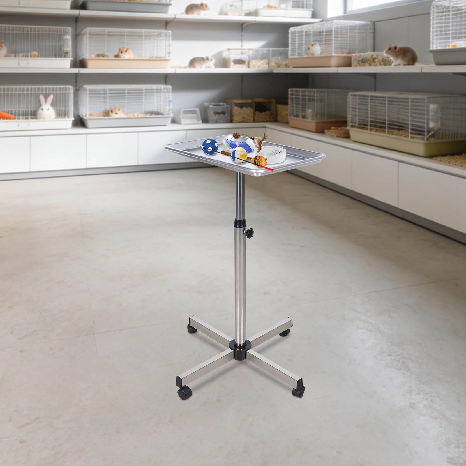 Mobiler Friseurwagen mit höhenverstellbarem Trolley Salonwagen Friseur Beauty Rollwagen Arbeitswagen Aluminium Beistellwagen Werkstattwagen Friseurbedarf Zubehör