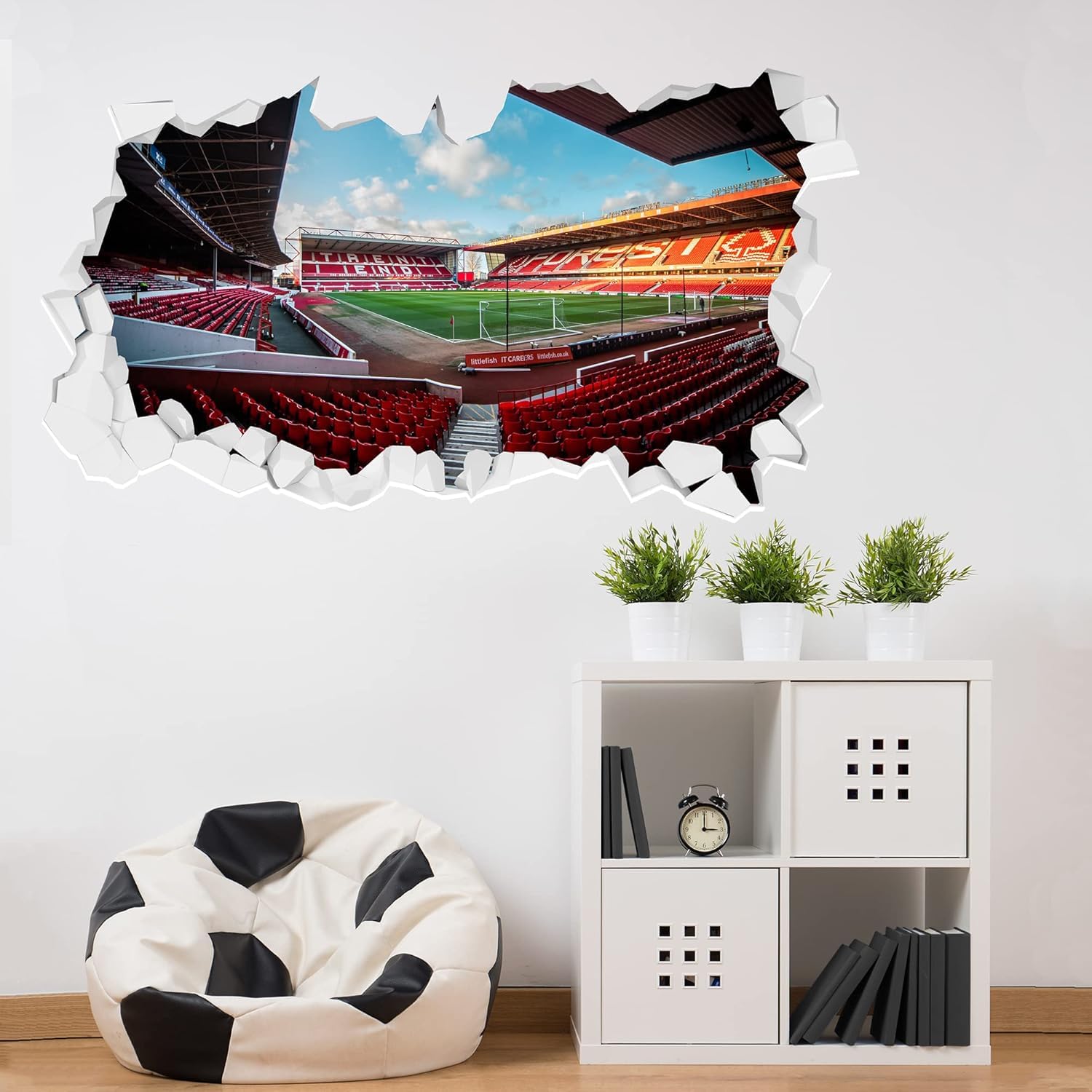 Themed Red Nottingham Forest Fc - Stadium Corner Broken Wall Sticker (60Cm Width X 35Cm Height)