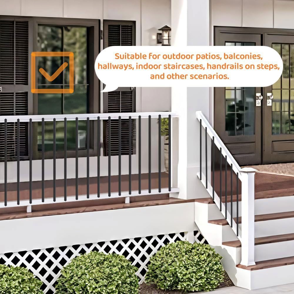 Aluminiowe balustrady tarasowe – matowe czarne metalowe balustrady do użytku wewnątrz/na zewnątrz, idealne do tarasów drewnianych i kompozytowych, trwały i stylowy design