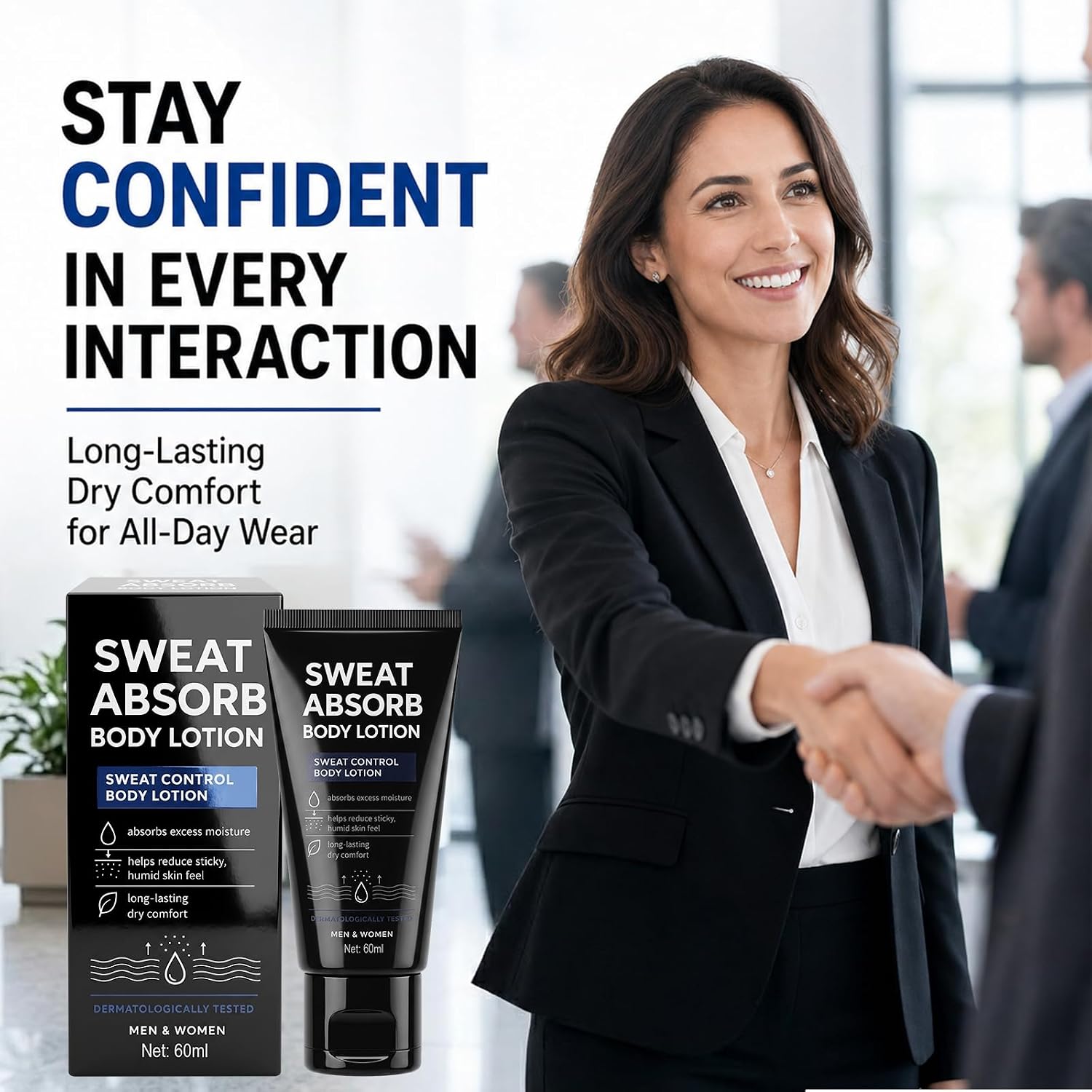 Face Antiperspirant – Sweat Block for Forehead, Scalp, Cheeks & Upper Lip, Long-Lasting Face Sweat Blocker with Natural Moisturizers, Suitable for Men & Women, 60ml