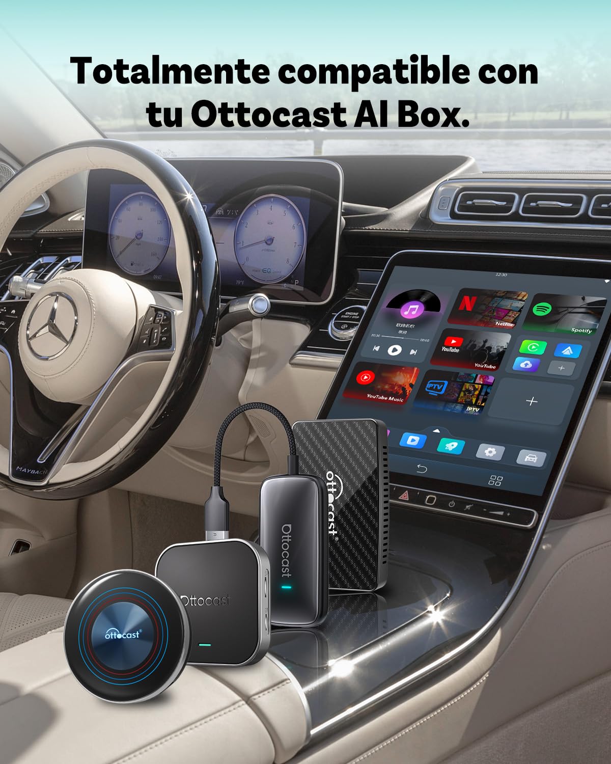 (2026 Neu) OTTOCAST P3 Pro CarPlay AI Box mit Fernbedienung, 3-in-1 Wireless CarPlay & Android Auto Adapter mit HDMI-Ausgang, 8GB+128GB, 5G WiFi, Split Screen, für kabelgebundene CP/AA Fahrzeuge