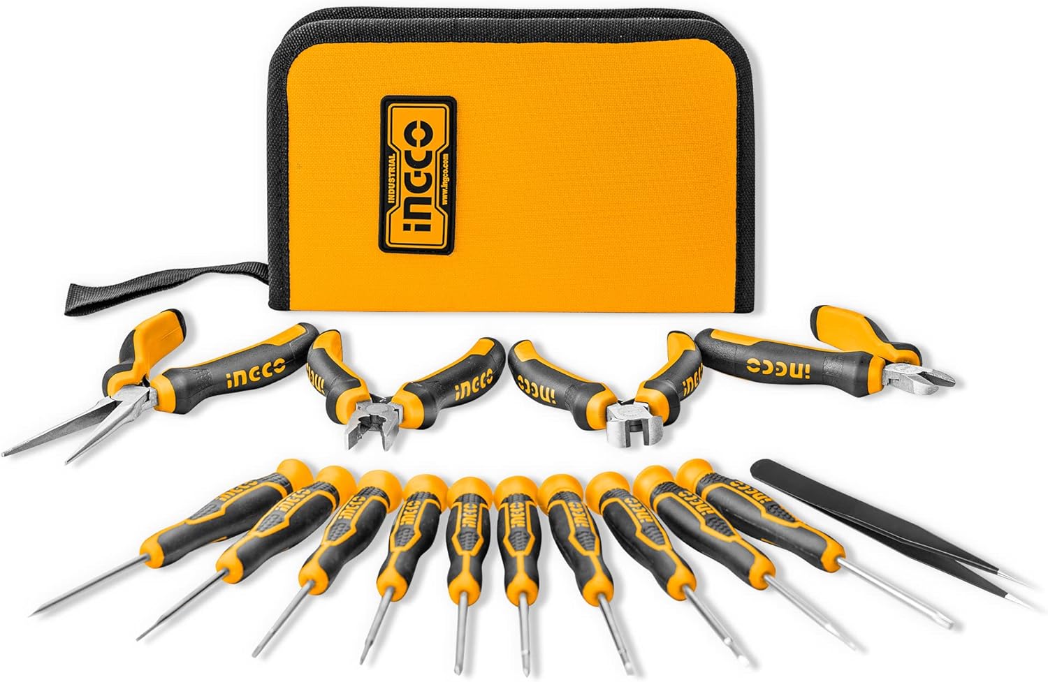 INGCO Plier Sets and Screwdriver Sets 15 PCS Diagonal Cutting Pliers Long NeedleNose Pliers