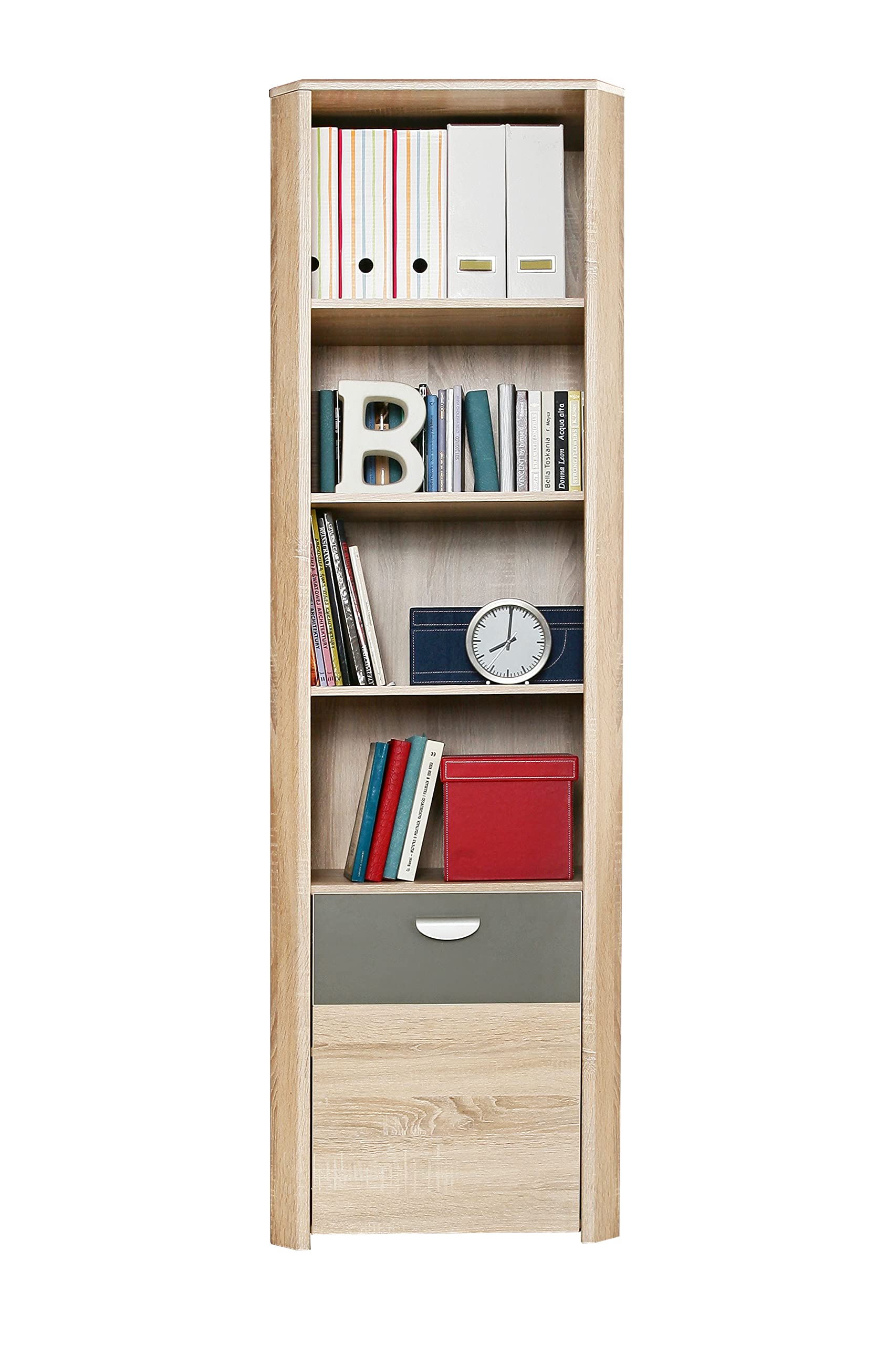 Armadio Forte Yoop 3 Ante Rovere Sonoma E Grigio Opaco - 58x133x194 Cm: Capiente E Moderno - 6