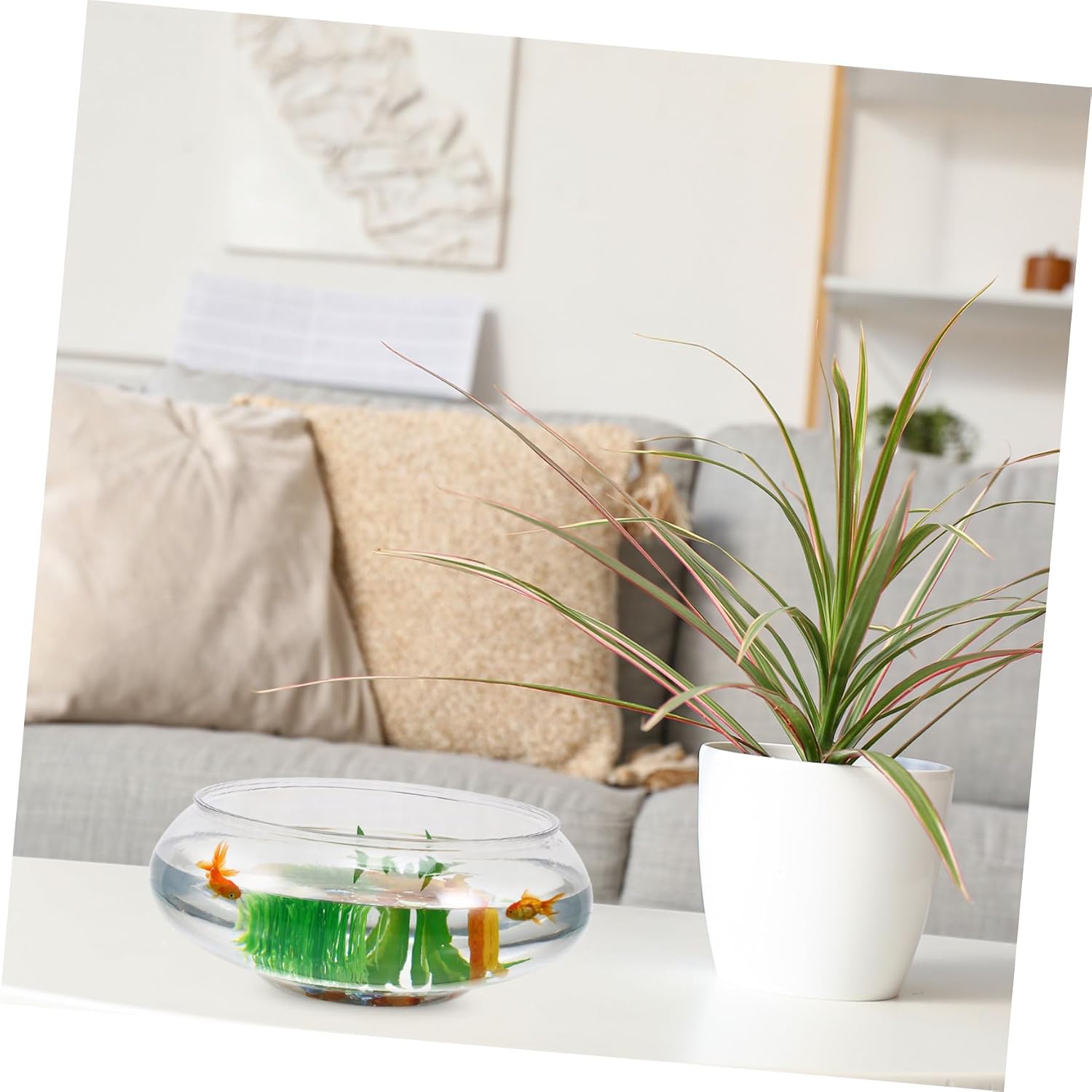 2pcs Transparent Fish Bowl Small Aquarium for Goldfish Desktop Decor Modern Design for Home Office Easy to Clean Capacity Chic Fish Tank Container