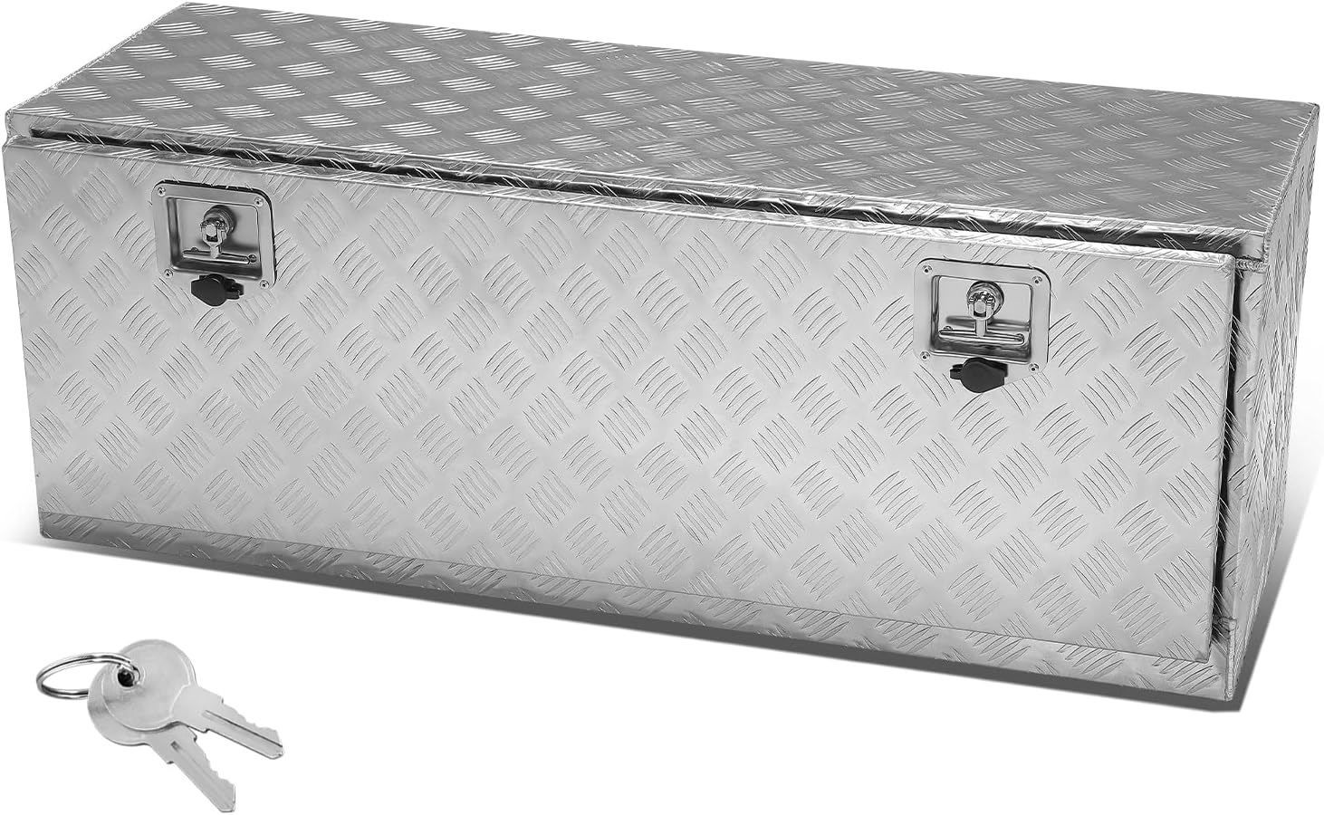 Auto Dynasty 47 Inch Truck Tool Box, Heavy Duty Aluminum Truck Bed Storage Box Organizer with T-Handle Lock and Keys for Pick Up Truck Bed RV Trailer, 47 (H) x 18 (W) x 18 (D) inch, Silver
