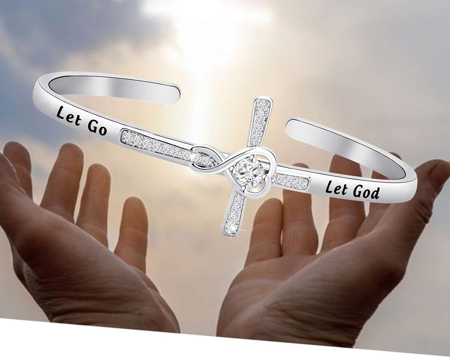 Faith Bracelet Let Go Let God Cross Bracelet Bible Verse Jewelry Christian Religious Jewelry - Image 6