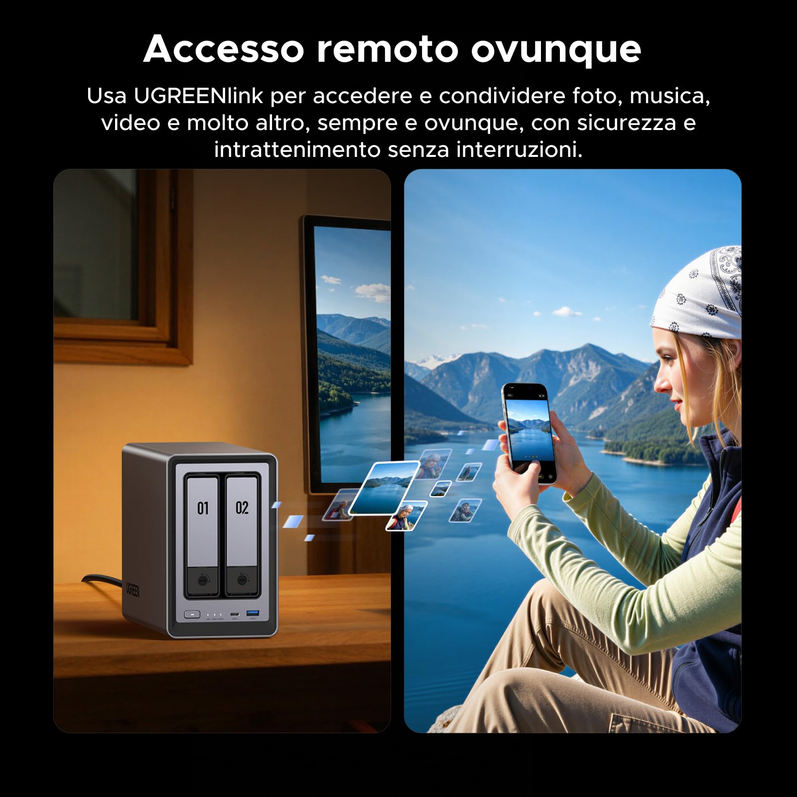 UGREEN NASync DXP2800, NAS desktop a 2 bay, CPU Intel N100 Quad-core, 8 GB di RAM DDR5, 2,5 GbE Enthernet, 2 slot M.2 NVMe, HDMI 4K, archiviazione collegata in rete (Senza disco)