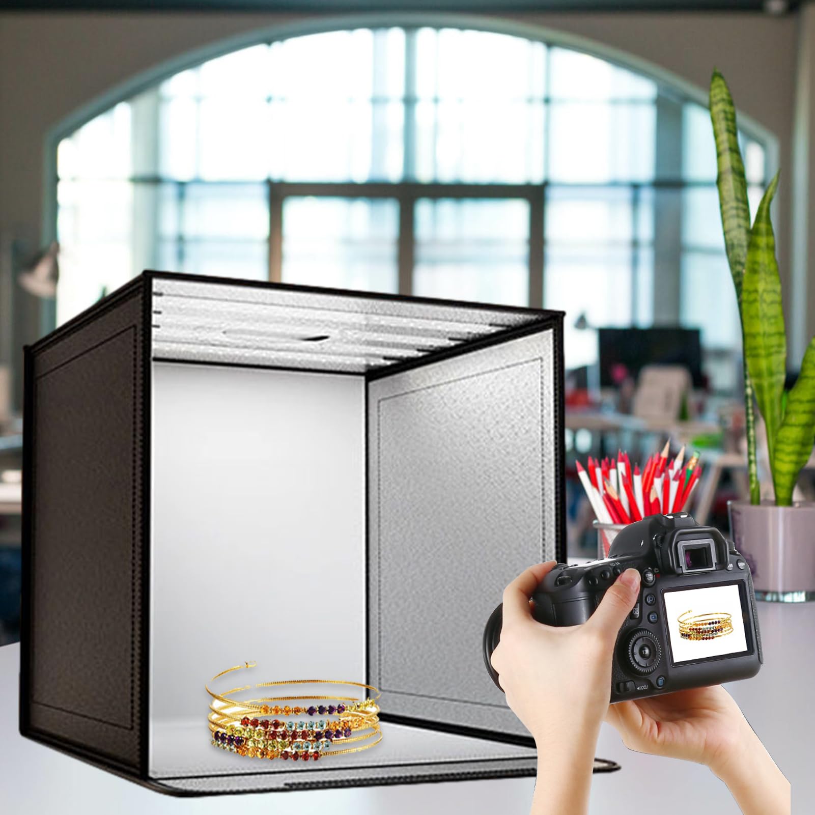Produkt-Fotokabinen-Lichtbox, Studio-Fotobox | Beleuchtung, Klappbar, Dimmbar, Bildhintergrundkabine - 44 X cm Große Fotografie-Requisite Für Professionelle Oder Amateurfotografen