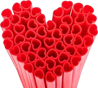 50pcs Red Heart Straws - Wine Glass Straws for Cocktail Parties & Romantic Dinners, Bridal Showers