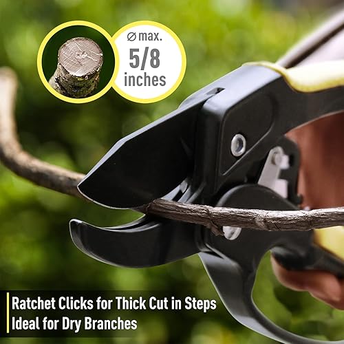 Miniatura 2 de Jardineer Tijeras de podar para jardinería resistentes y afiladas de mano, podadoras manuales para jardinería con menos esfuerzo