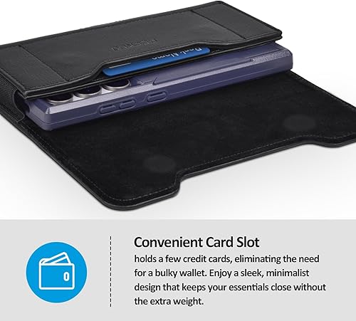 Miniatura 3 de Funda de cuero para teléfono con fuerte clip de metal para cinturón y tarjetero compatible con iPhone 1615141312 Pro Max, Galaxy S25S24S23S22S21S20