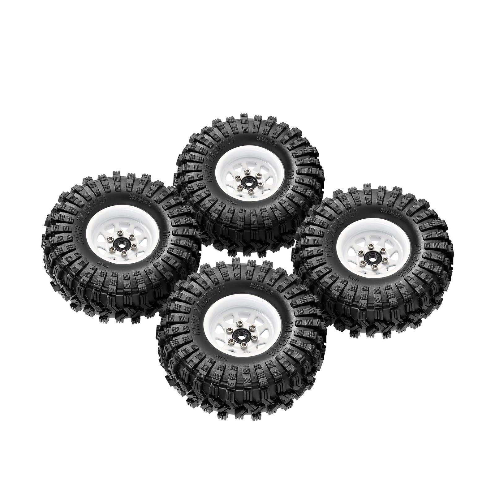 INJORA 1.0 Beadlock Rueda Llanta Neumáticos -3.78mm Offset Llanta de Rueda para 1/18 1/24 RC Track Coche Axial SCX24 FMS FCX24 FCX18 TRX4M,Blanco